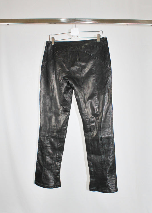 Versace Black Cropped Leather Pants