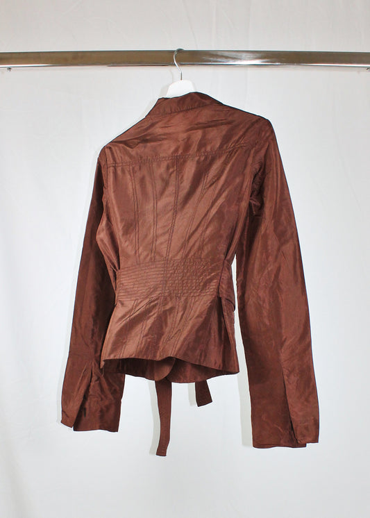 Gucci by Tom Ford Brown Wrap Silk Blazer
