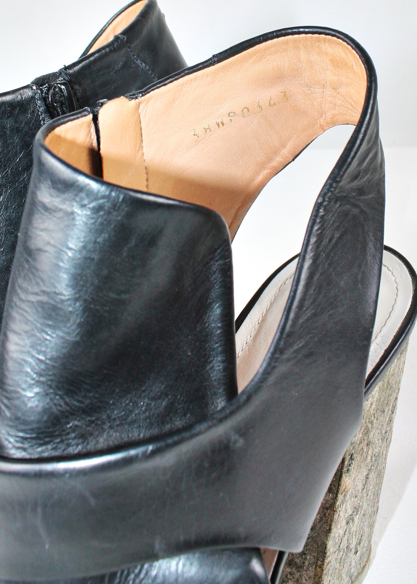 Maison Martin Margiela Leather Sandals with Cement-Textured Chunky Heel