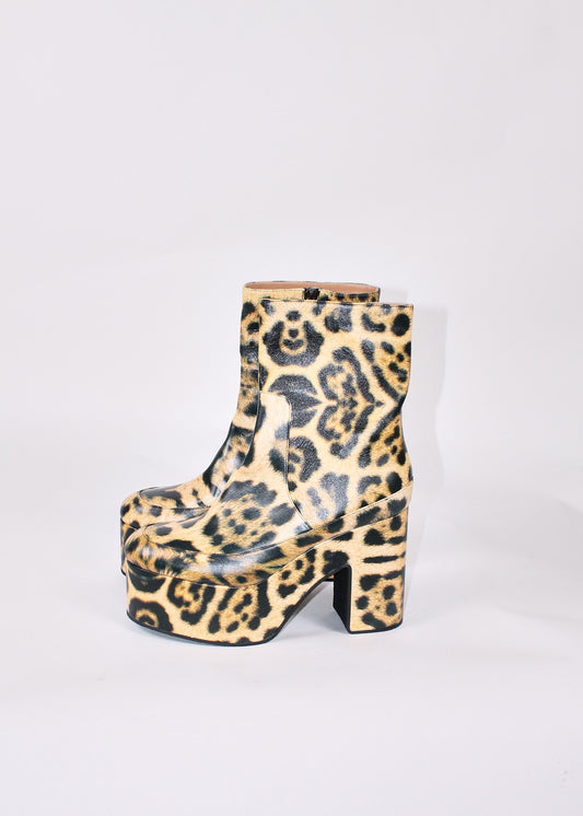 Dries Van Noten Yellow Leopard Boots