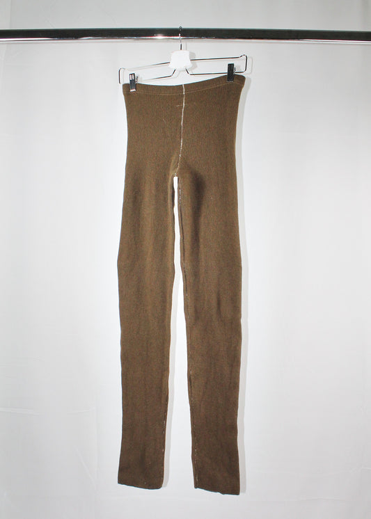 MM6 Maison Margiela Khaki Rib Knit Leggings
