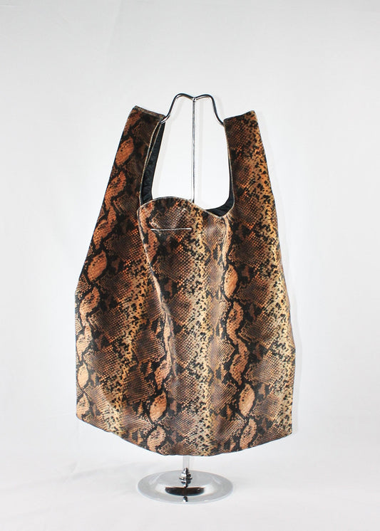 MM6 Velvet Snake Skin Printed Shopping Bag