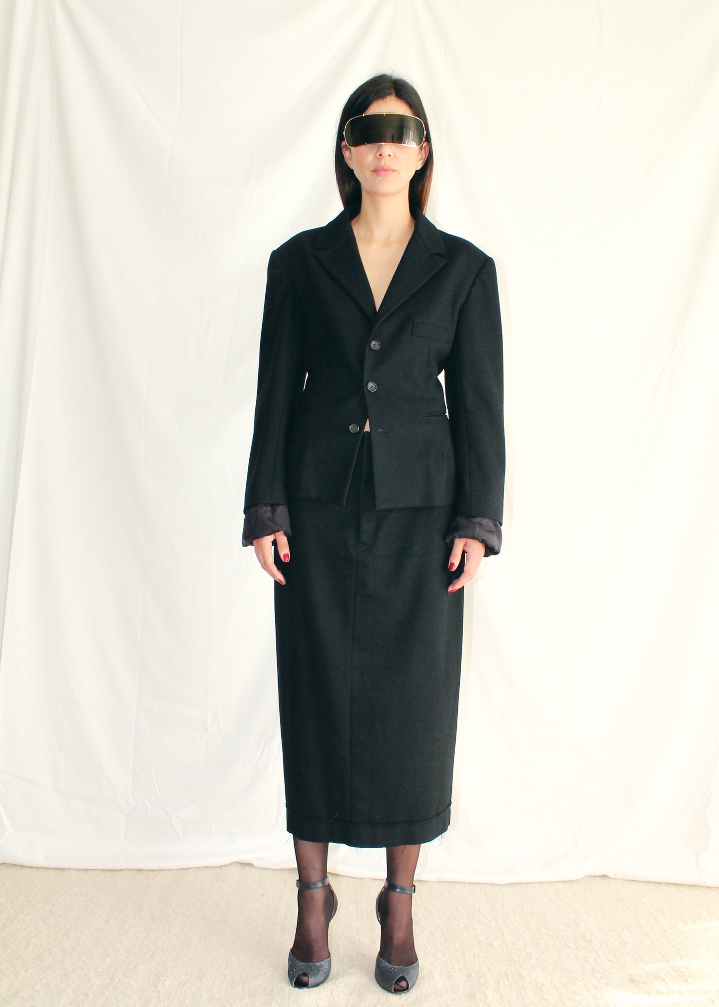 Yohji Yamamoto Wool Asimetrycal Back Seam Skirt