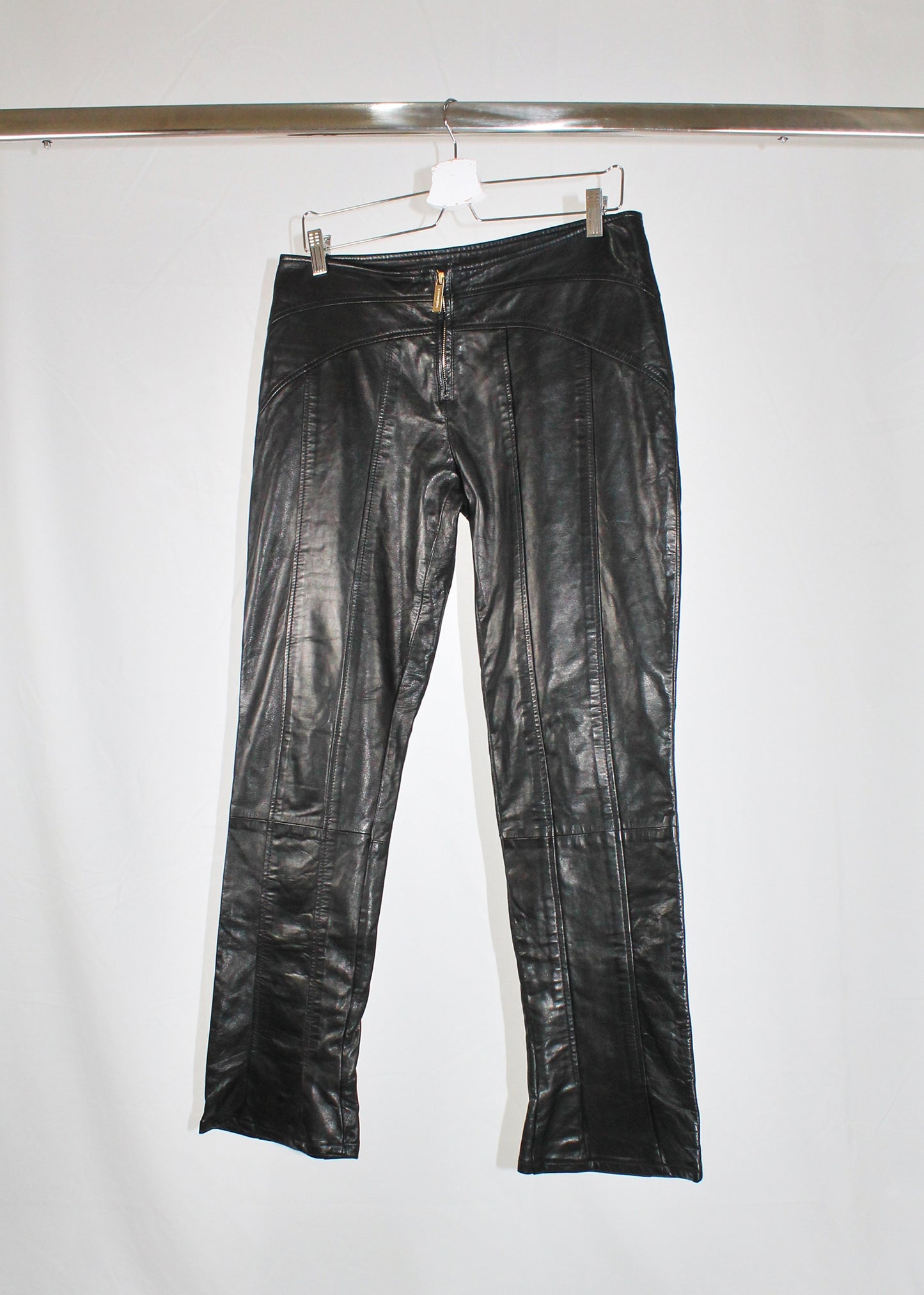 Versace Black Cropped Leather Pants
