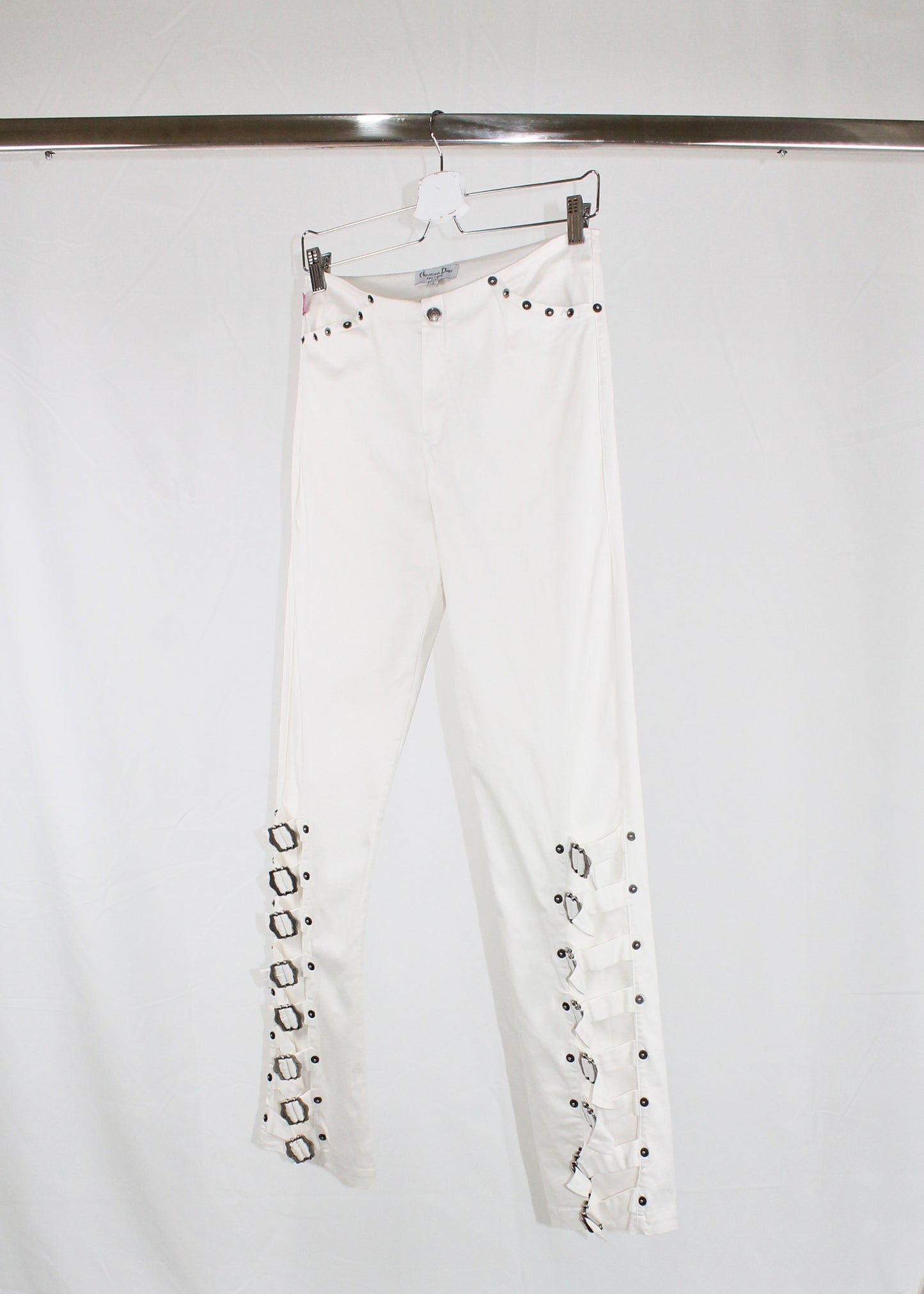 Dior by John Galliano White Trousers with Buckle Straps (FW2003)