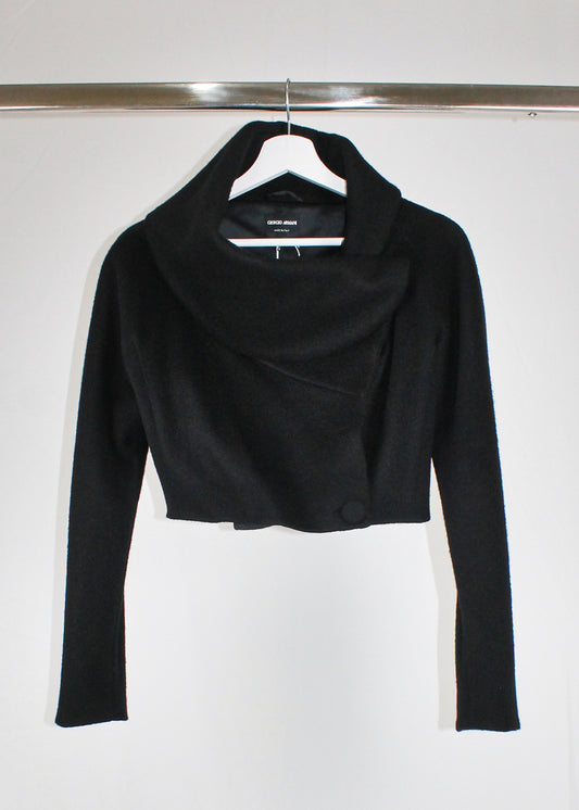 Giorgio Armani Black Cashmere Cropped Jacket