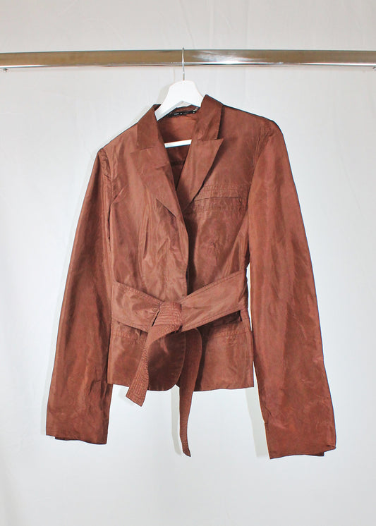 Gucci by Tom Ford Brown Wrap Silk Blazer
