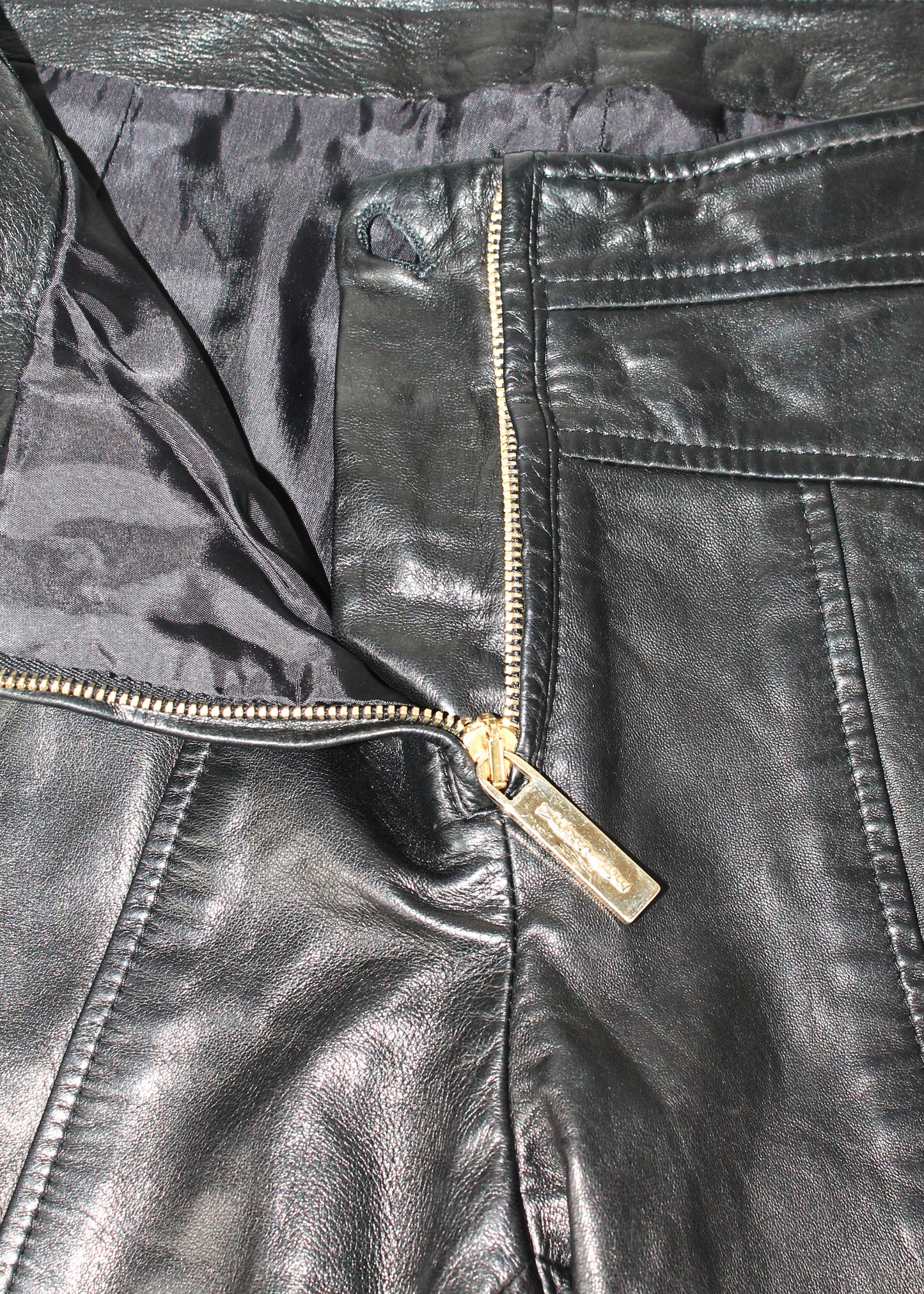Versace Black Cropped Leather Pants