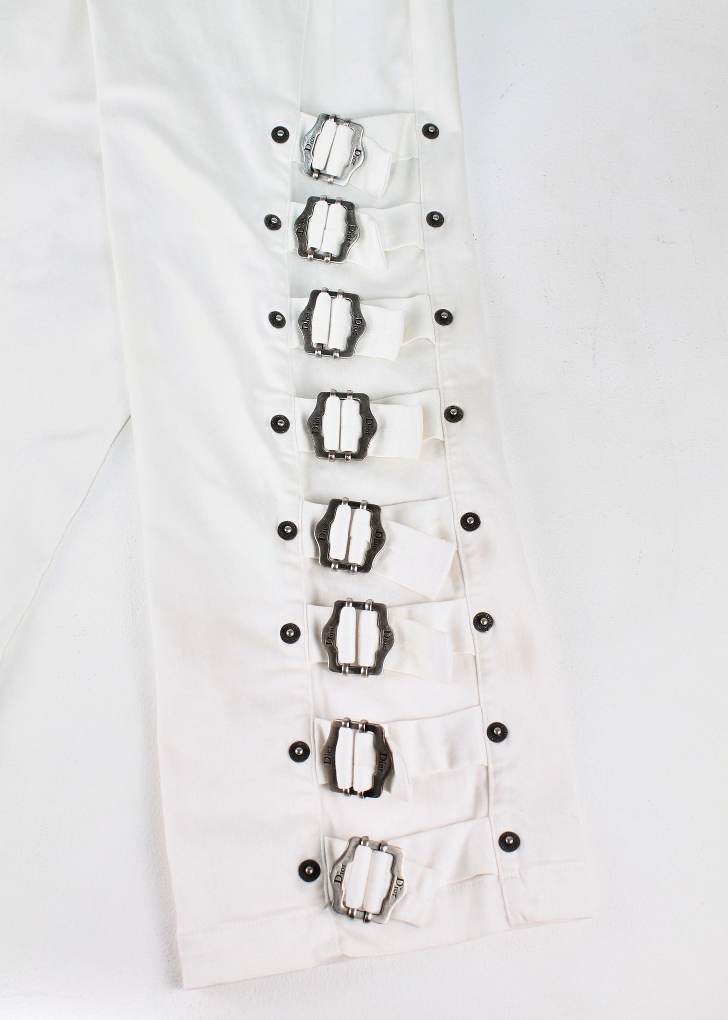 Dior by John Galliano White Trousers with Buckle Straps (FW2003)