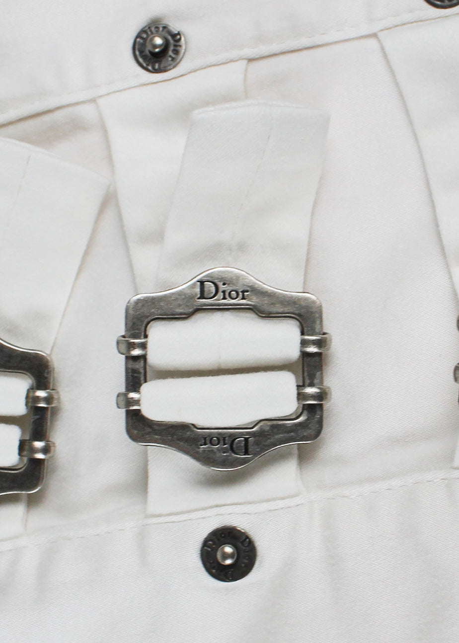 Dior by John Galliano White Trousers with Buckle Straps (FW2003)