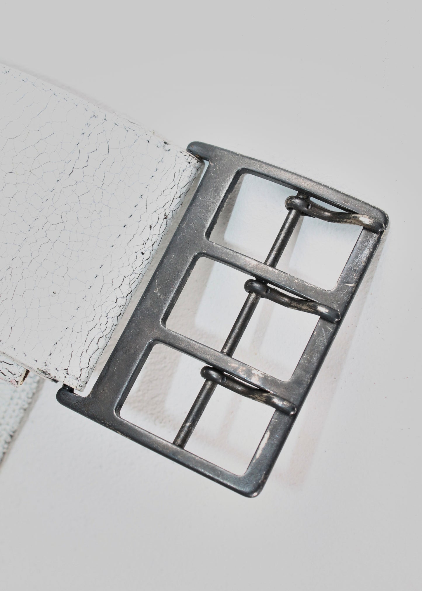 Dries Van Noten Crackle White Leather Belt