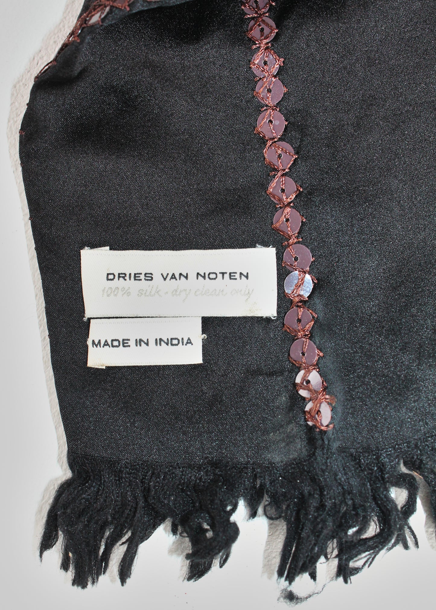 Dries Van Noten Embroidered Sequins Silk Scarf