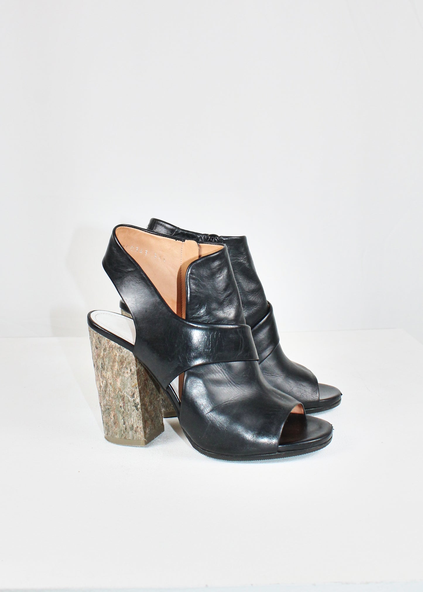 Maison Martin Margiela Leather Sandals with Cement-Textured Chunky Heel