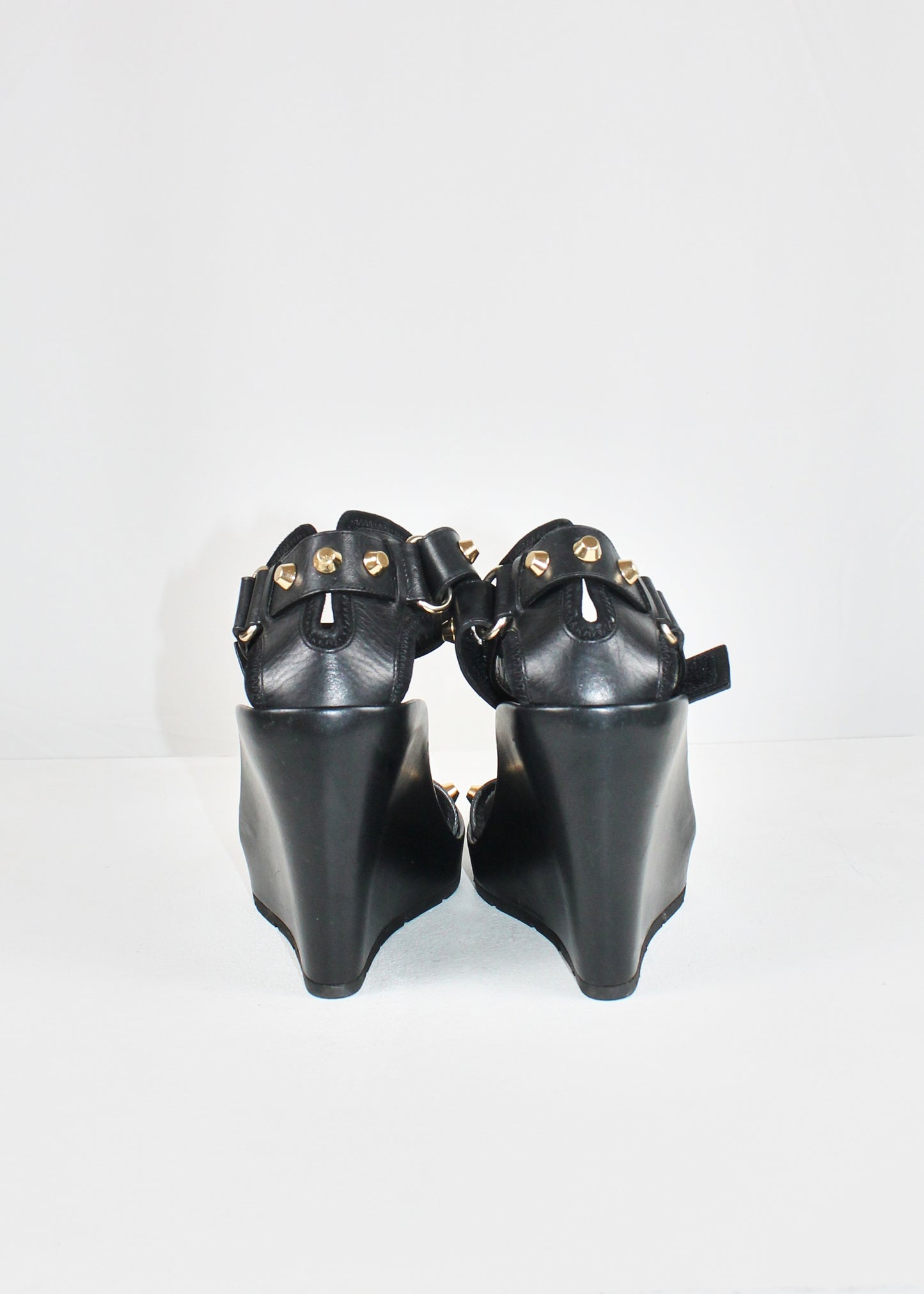 Balenciaga Leather Studded Wedge Sandals
