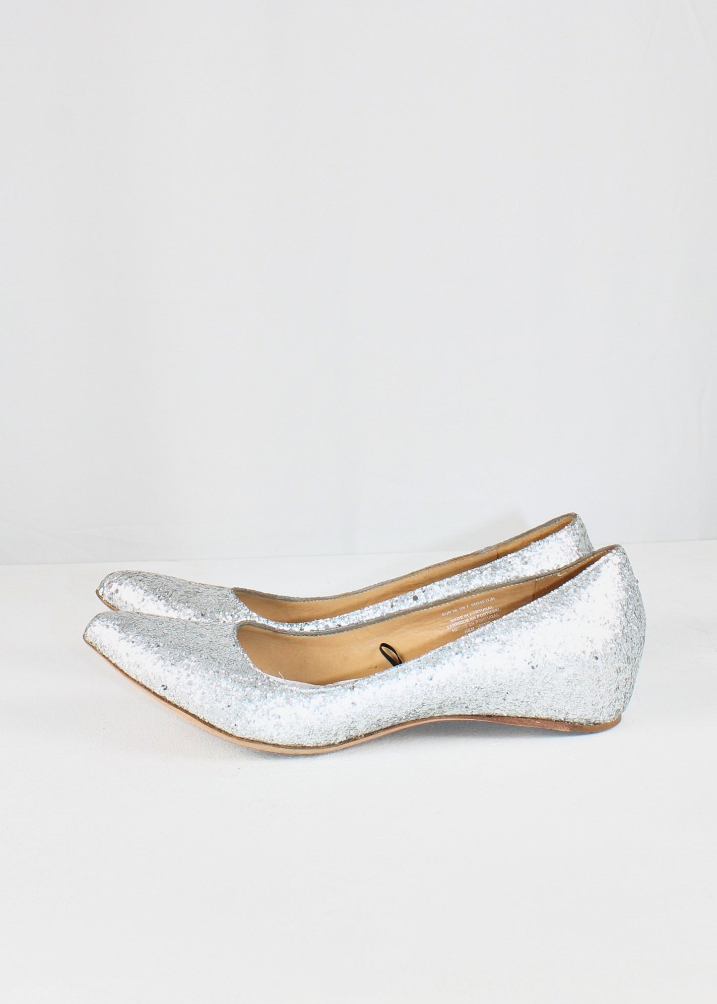 Maison Martin Margiela x H&M Silver Glitter Ballet Pumps with Broken Heel Necklace