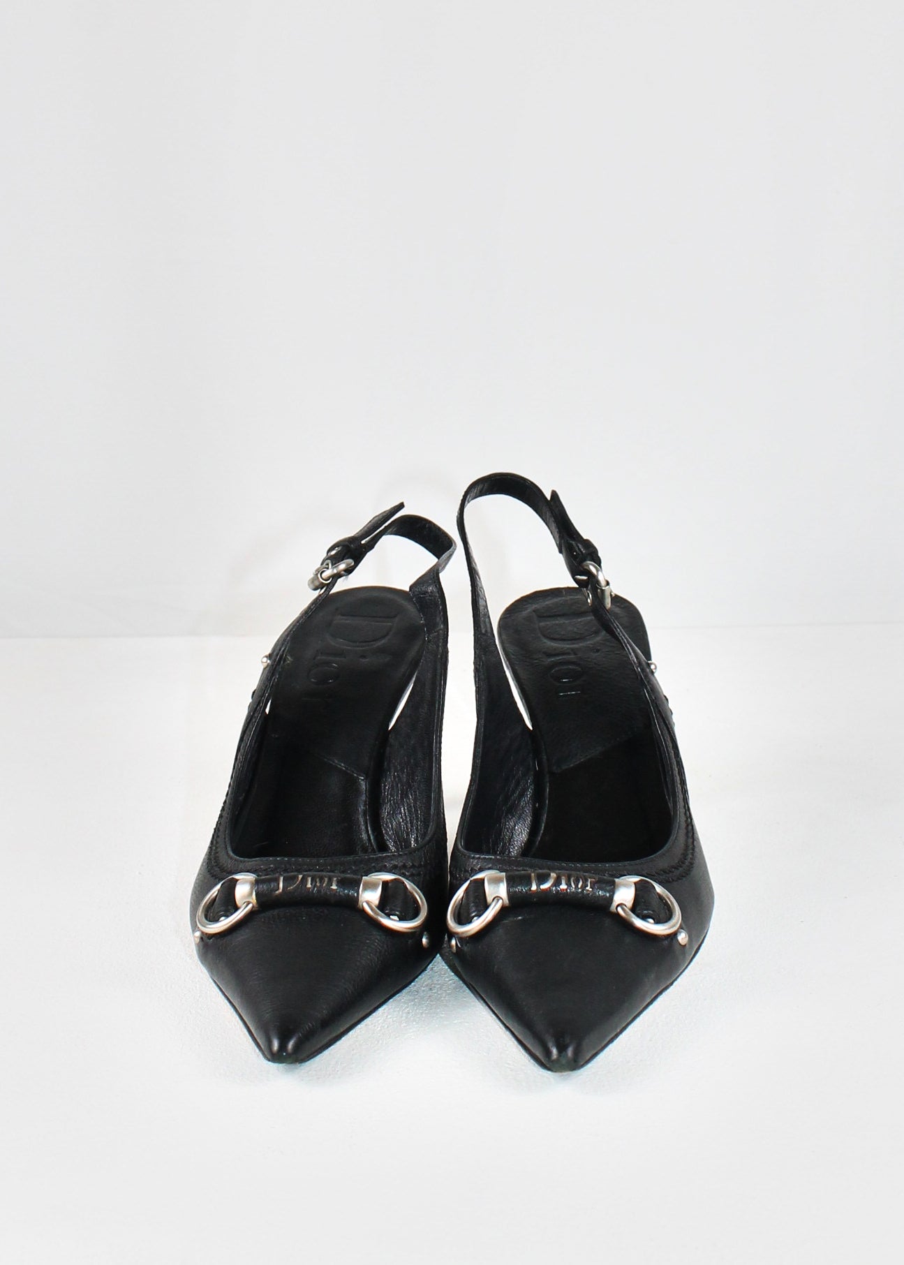 Christian Dior by John Galliano Pointed Sling-Back Pumps with Horsebit Detai