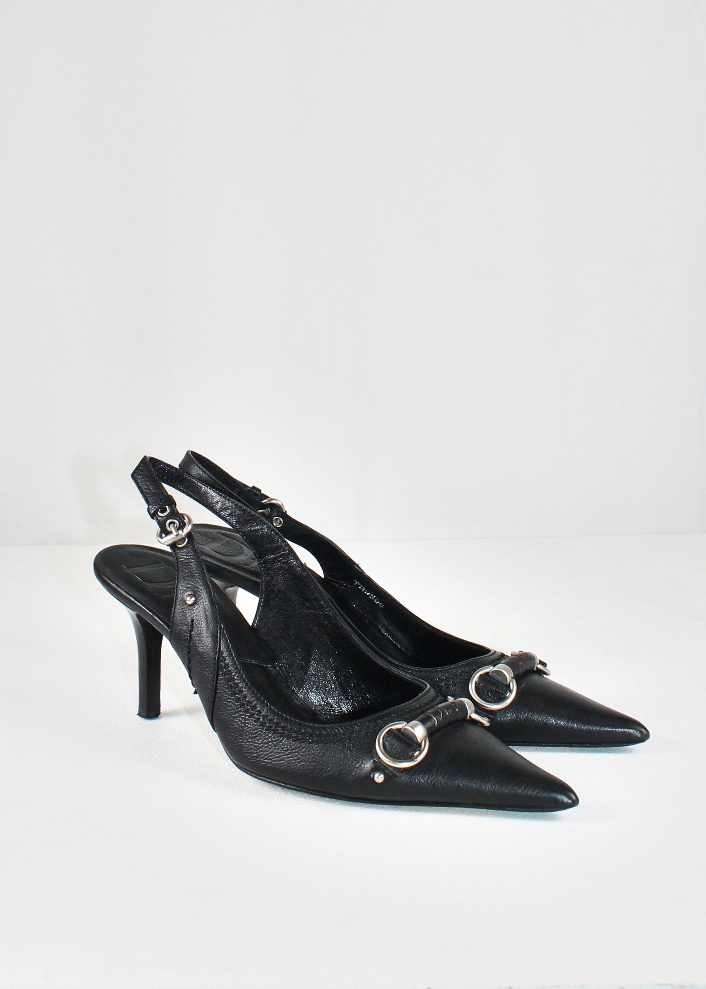 Christian Dior by John Galliano Pointed Sling-Back Pumps with Horsebit Detai