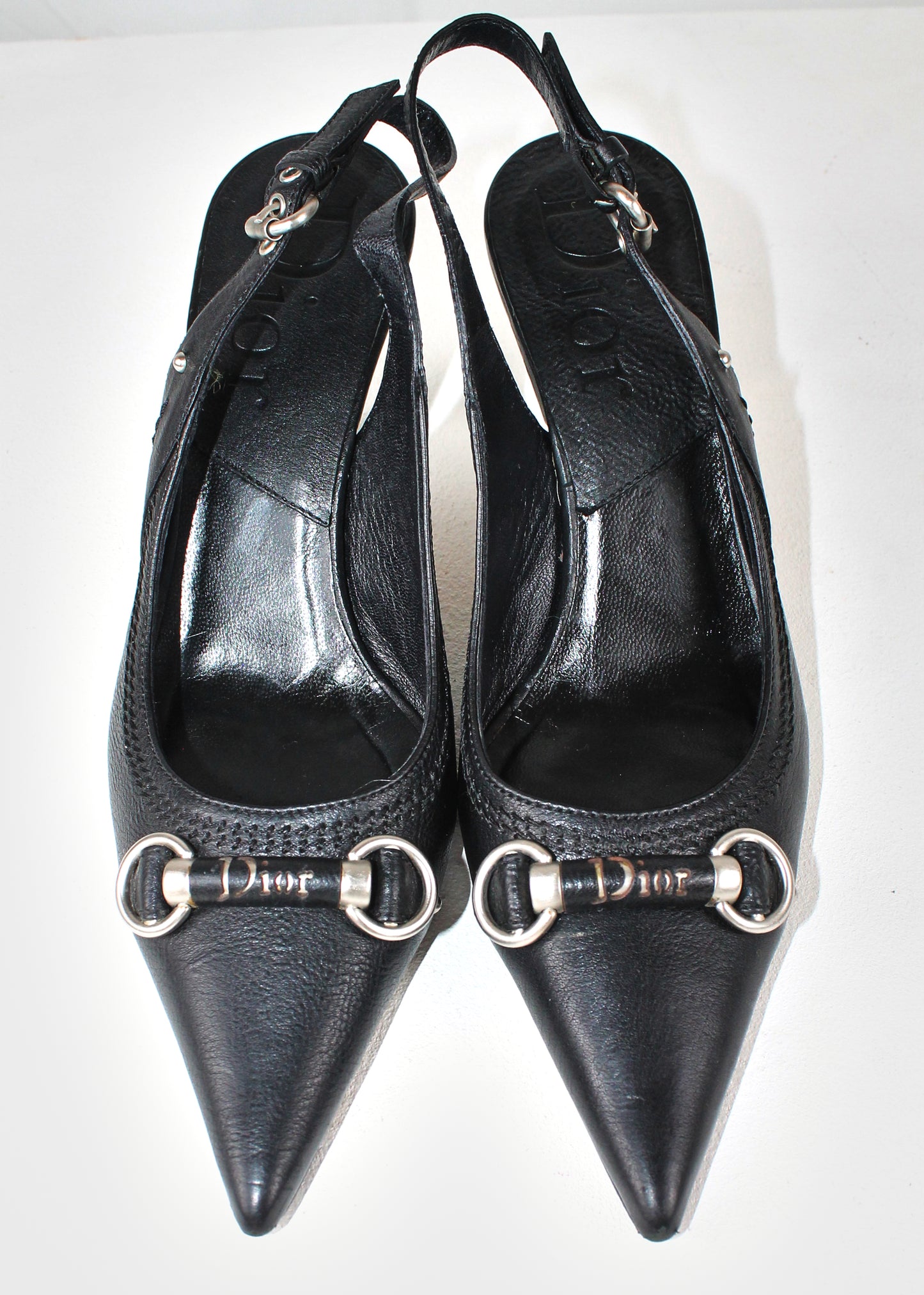Christian Dior by John Galliano Pointed Sling-Back Pumps with Horsebit Detai