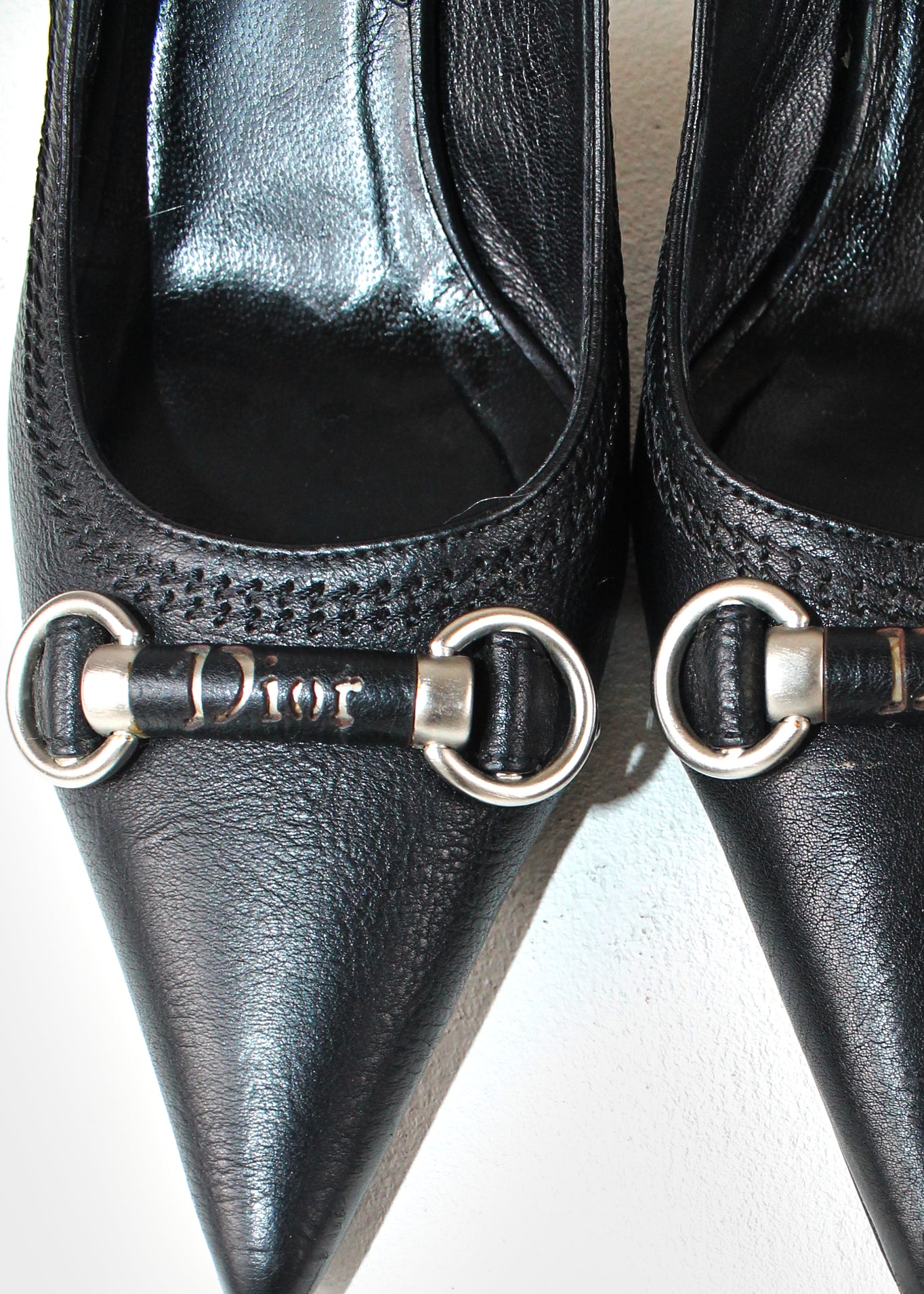 Christian Dior by John Galliano Pointed Sling-Back Pumps with Horsebit Detai