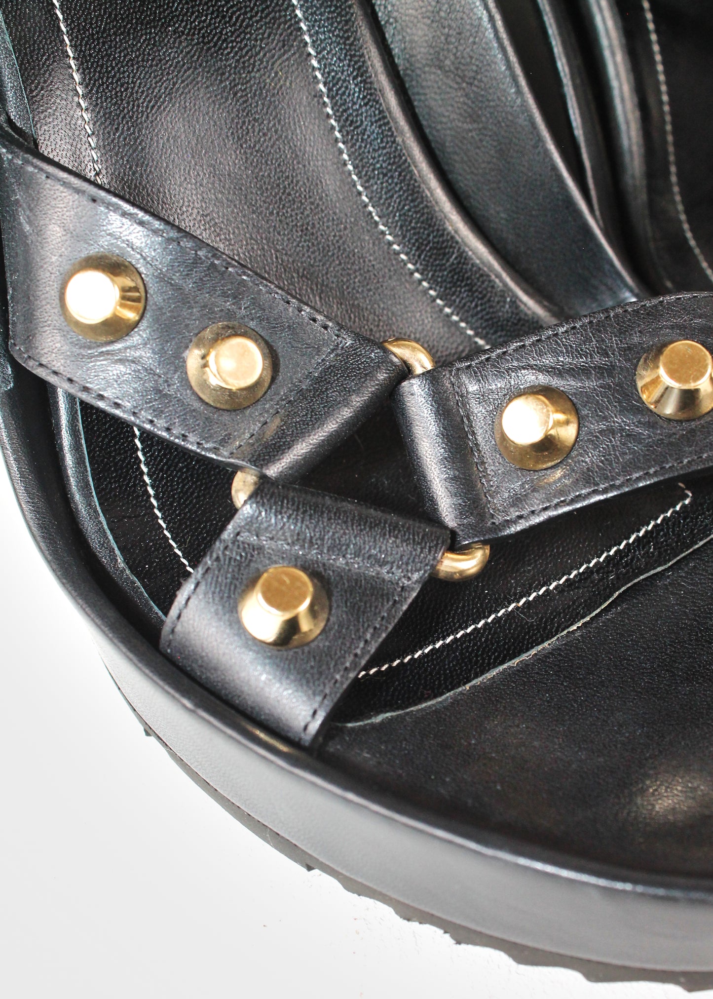 Balenciaga Leather Studded Wedge Sandals