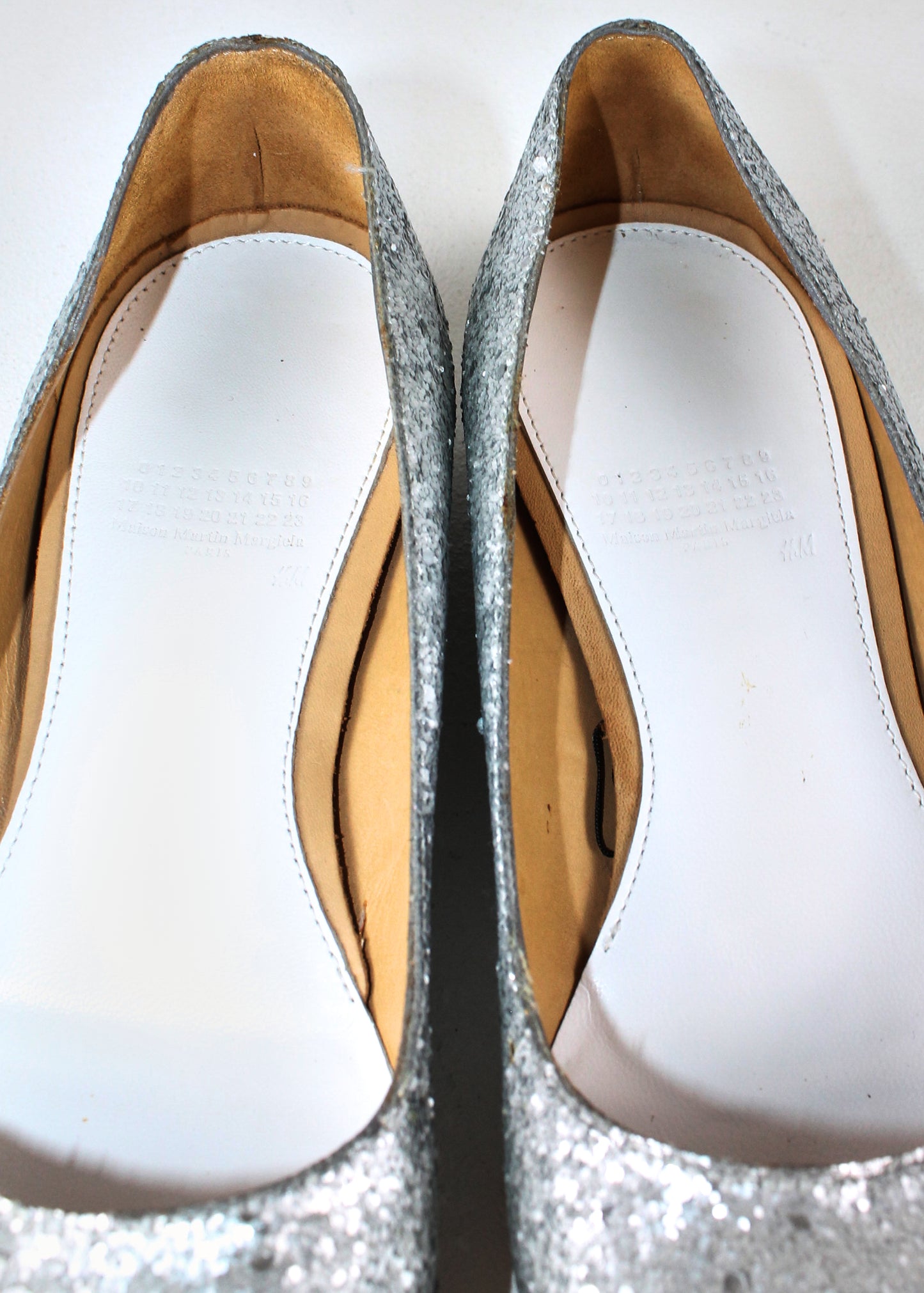 Maison Martin Margiela x H&M Silver Glitter Ballet Pumps with Broken Heel Necklace