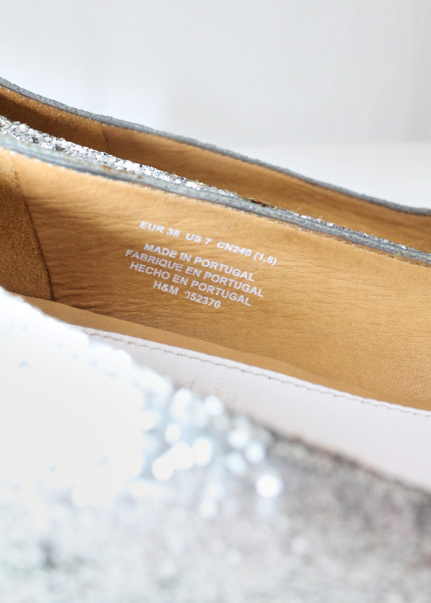 Maison Martin Margiela x H&M Silver Glitter Ballet Pumps with Broken Heel Necklace