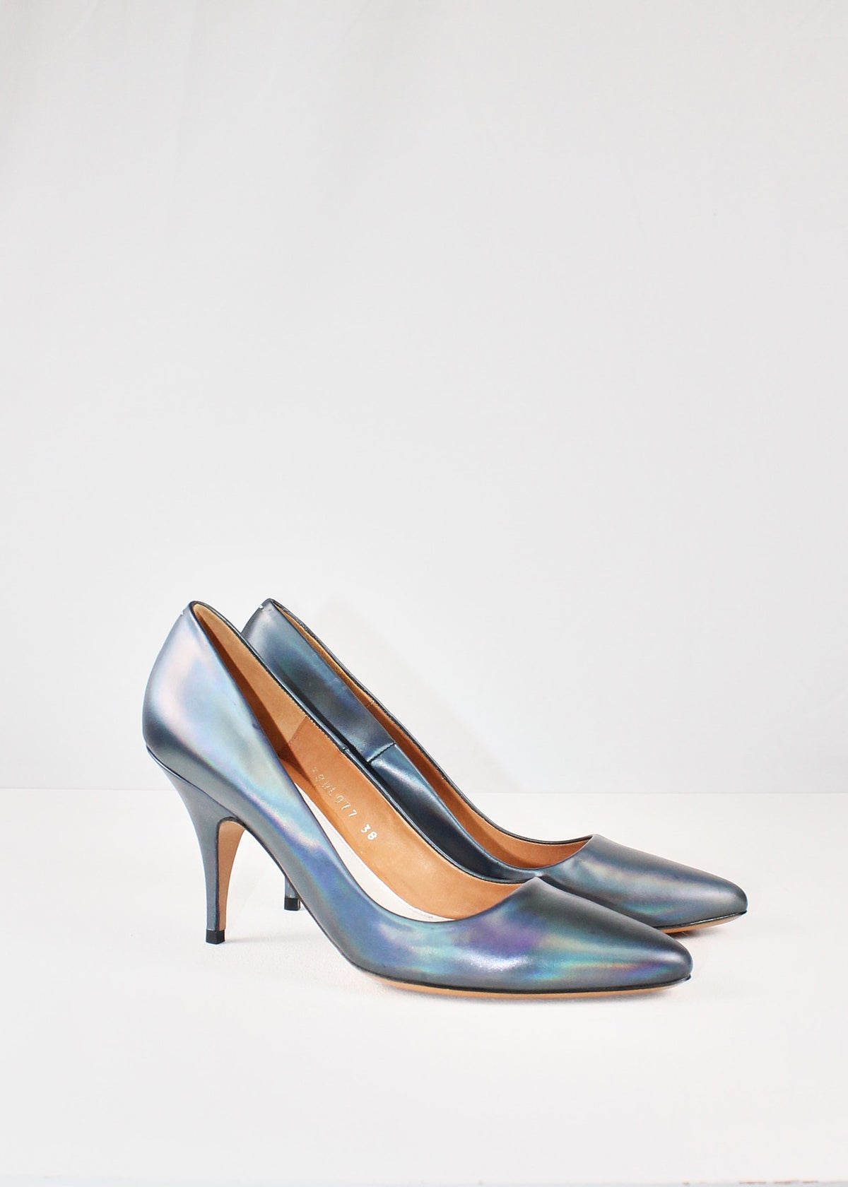 Maison Martin Margiela Iridescent Blue Leather Pumps