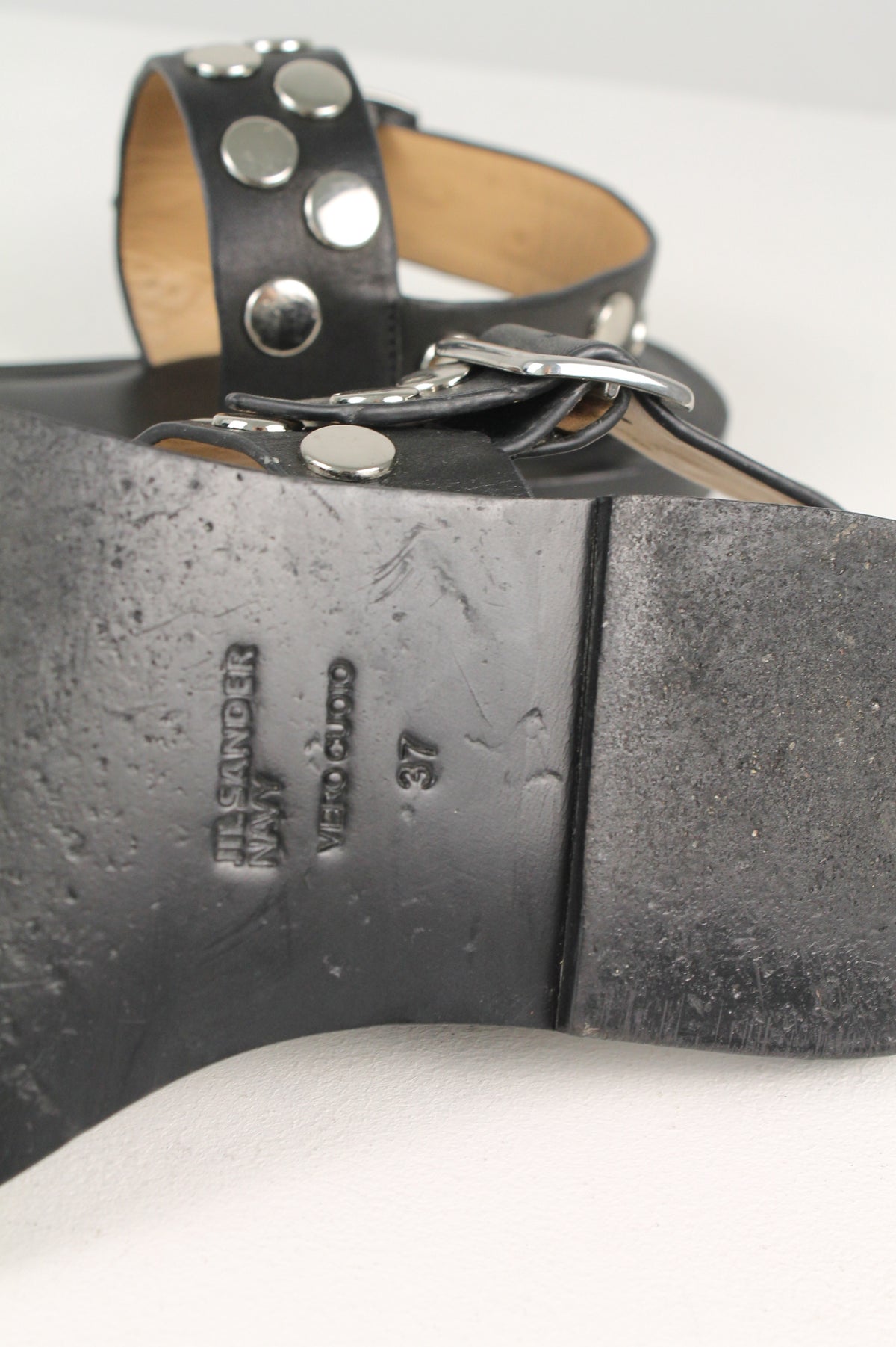 Jil Sander Navy Studded Leather Sandals