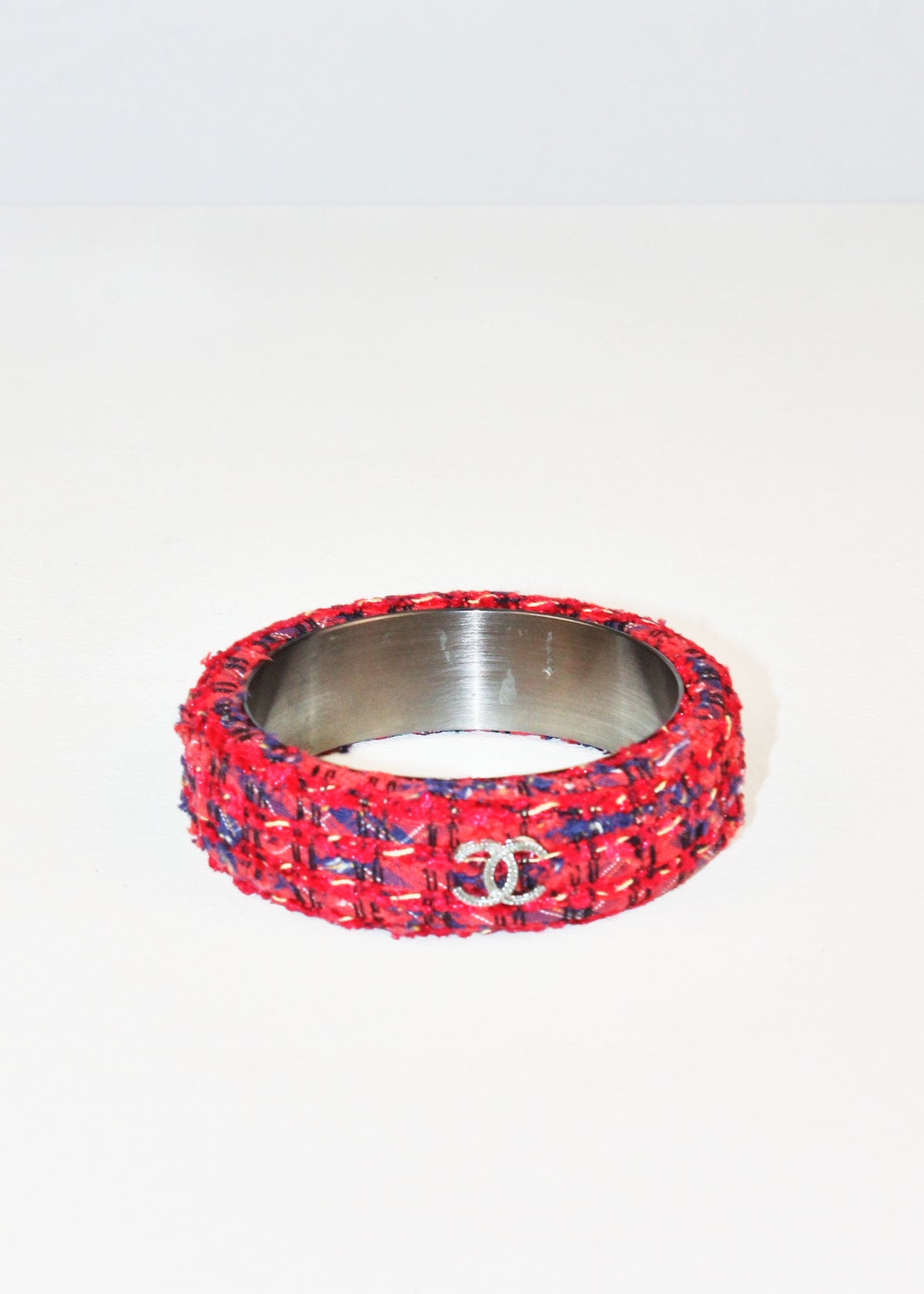 Chanel Tweed Boucle Bangle Bracelet