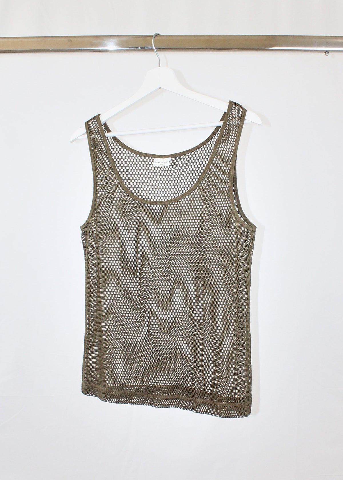 Dries Van Noten Khaki Mesh Tank Top