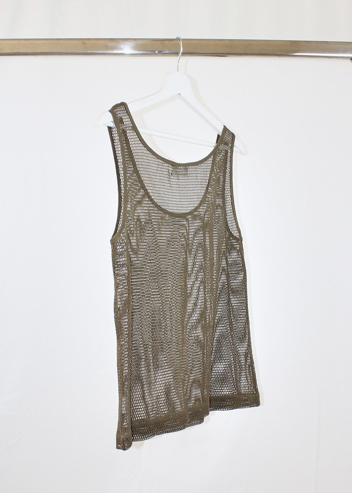 Dries Van Noten Khaki Mesh Tank Top