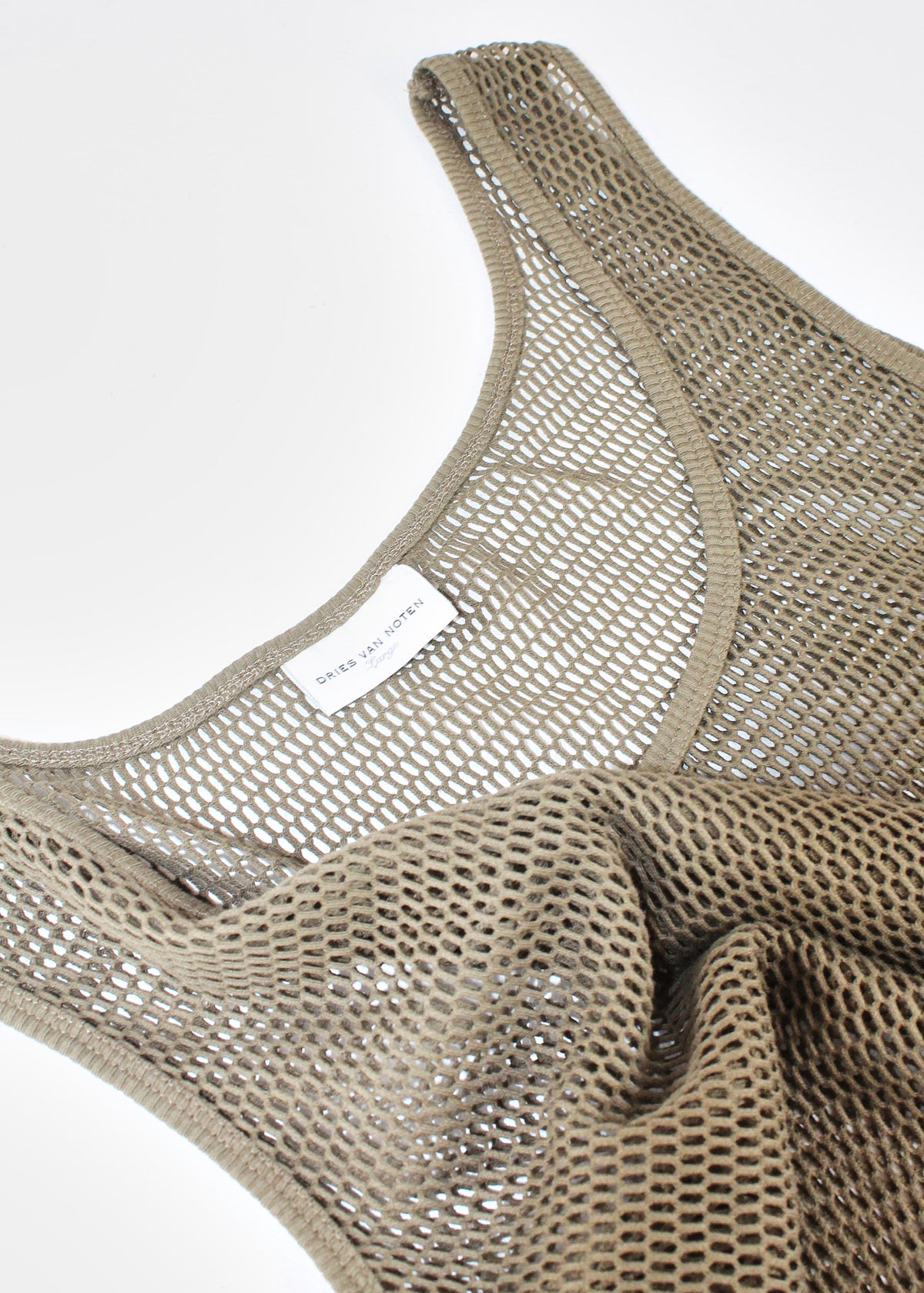 Dries Van Noten Khaki Mesh Tank Top