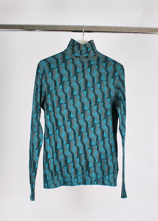 Prada Blue Jacquard Turtleneck (FW21)