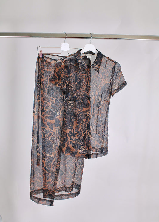 Dries Van Noten Silk Wrap Shirt and Skirt Set (SS1997)