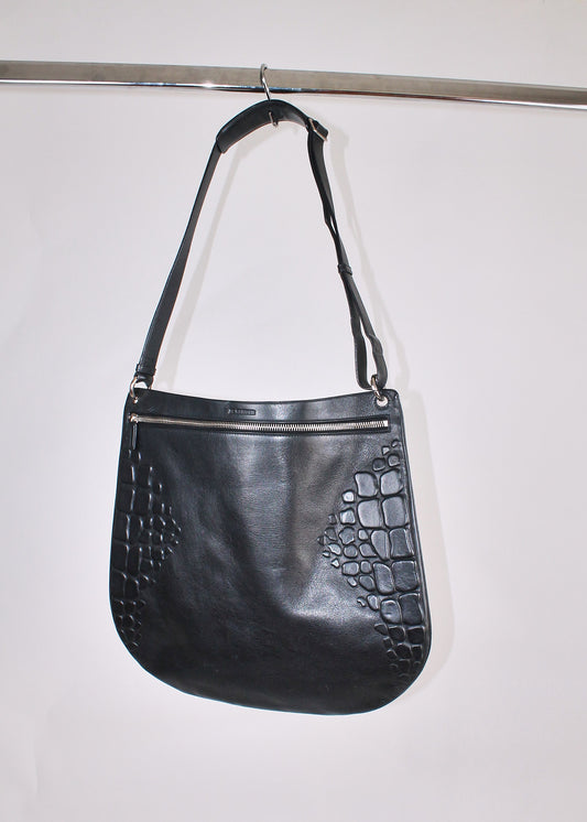 Jil Sander Black Embossed Shoulder Bag