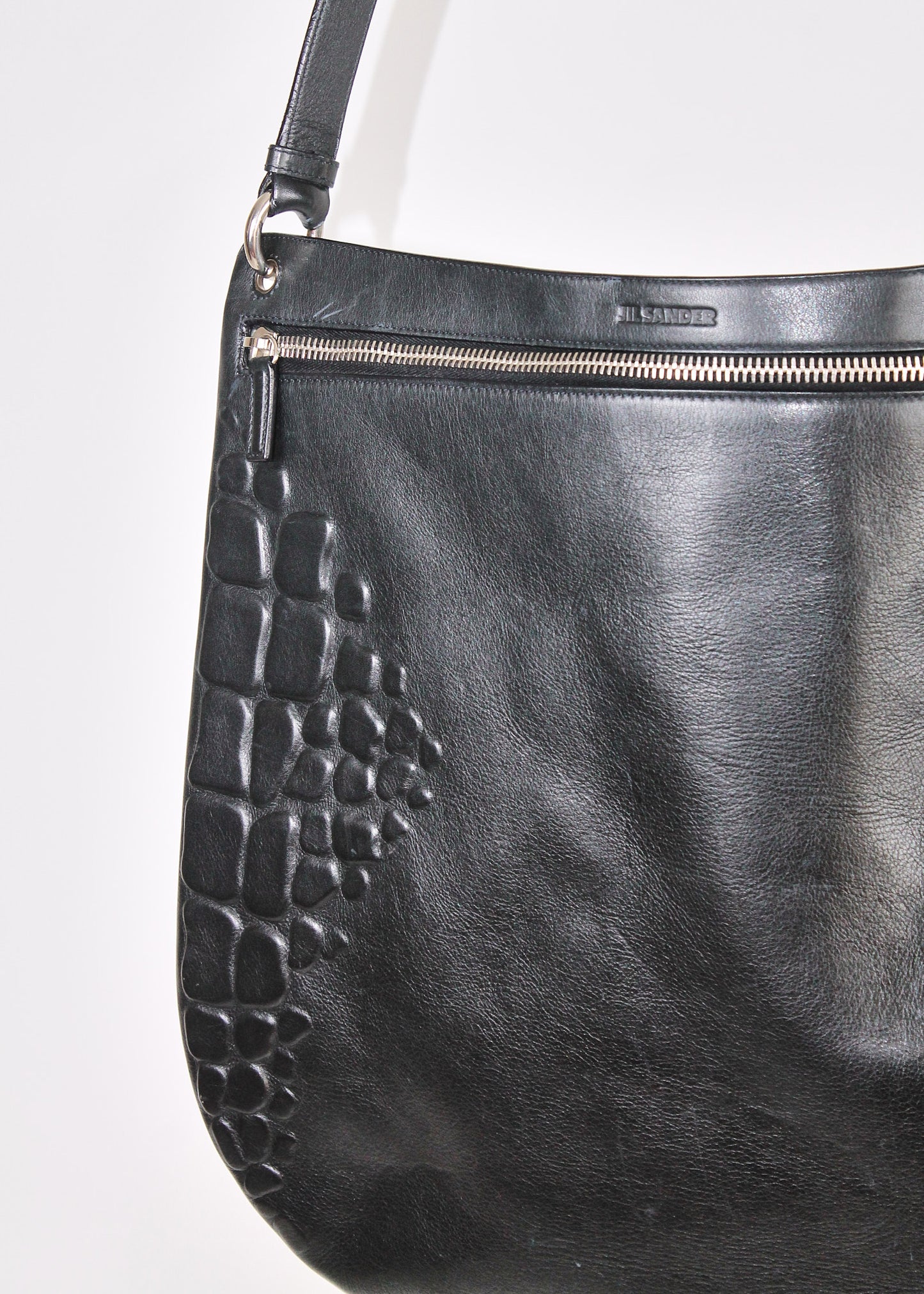 Jil Sander Black Embossed Shoulder Bag
