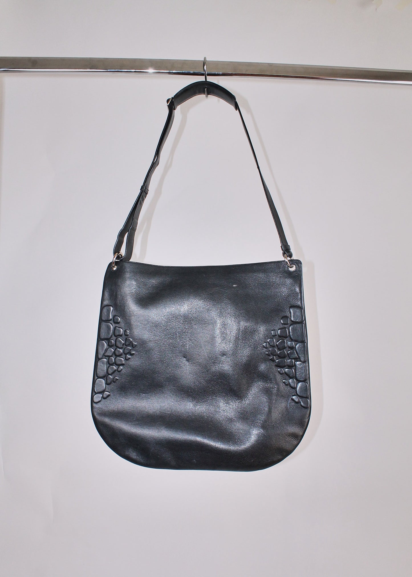 Jil Sander Black Embossed Shoulder Bag