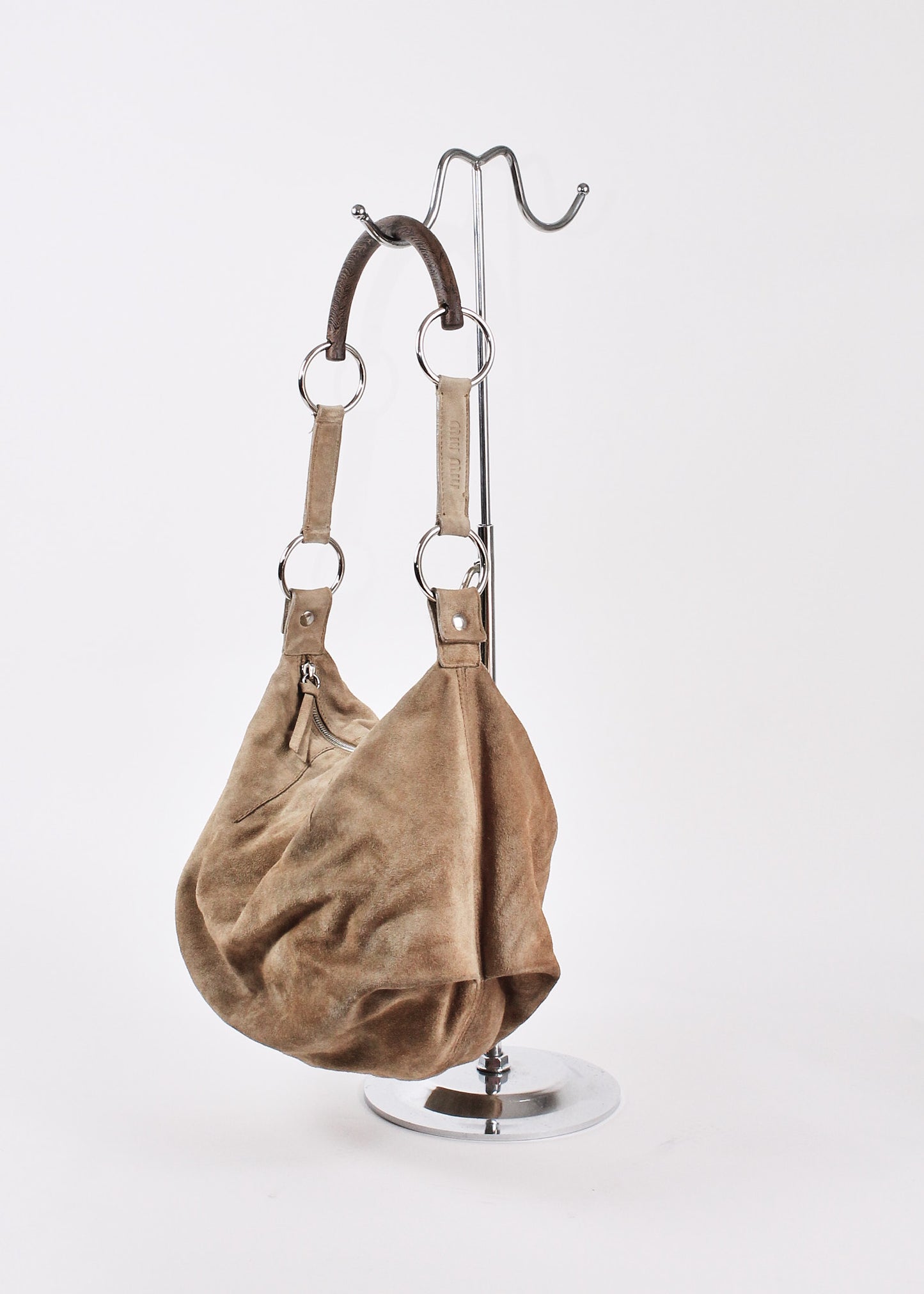 Miu Miu Beige Suede Hobo Bag