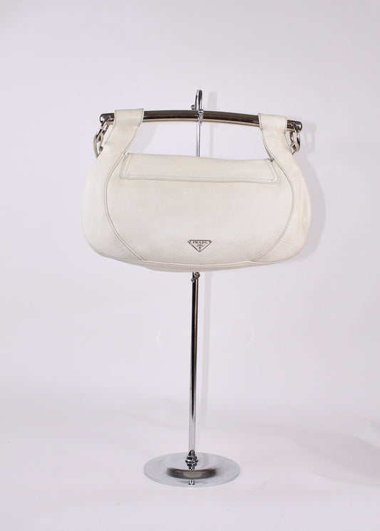 Prada White Vitello Daino Bar Handle Bag (SS2003)