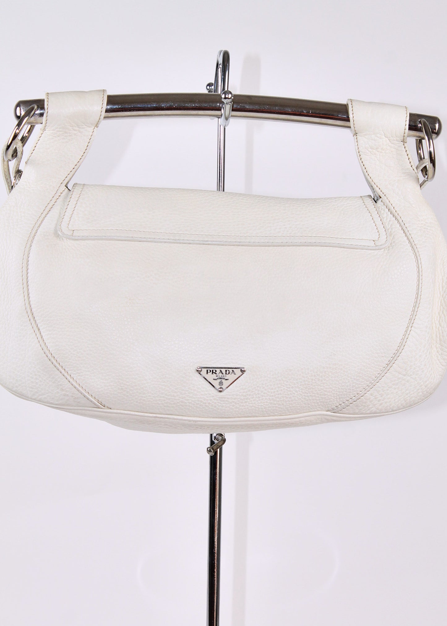 Prada White Vitello Daino Bar Handle Bag (SS2003)