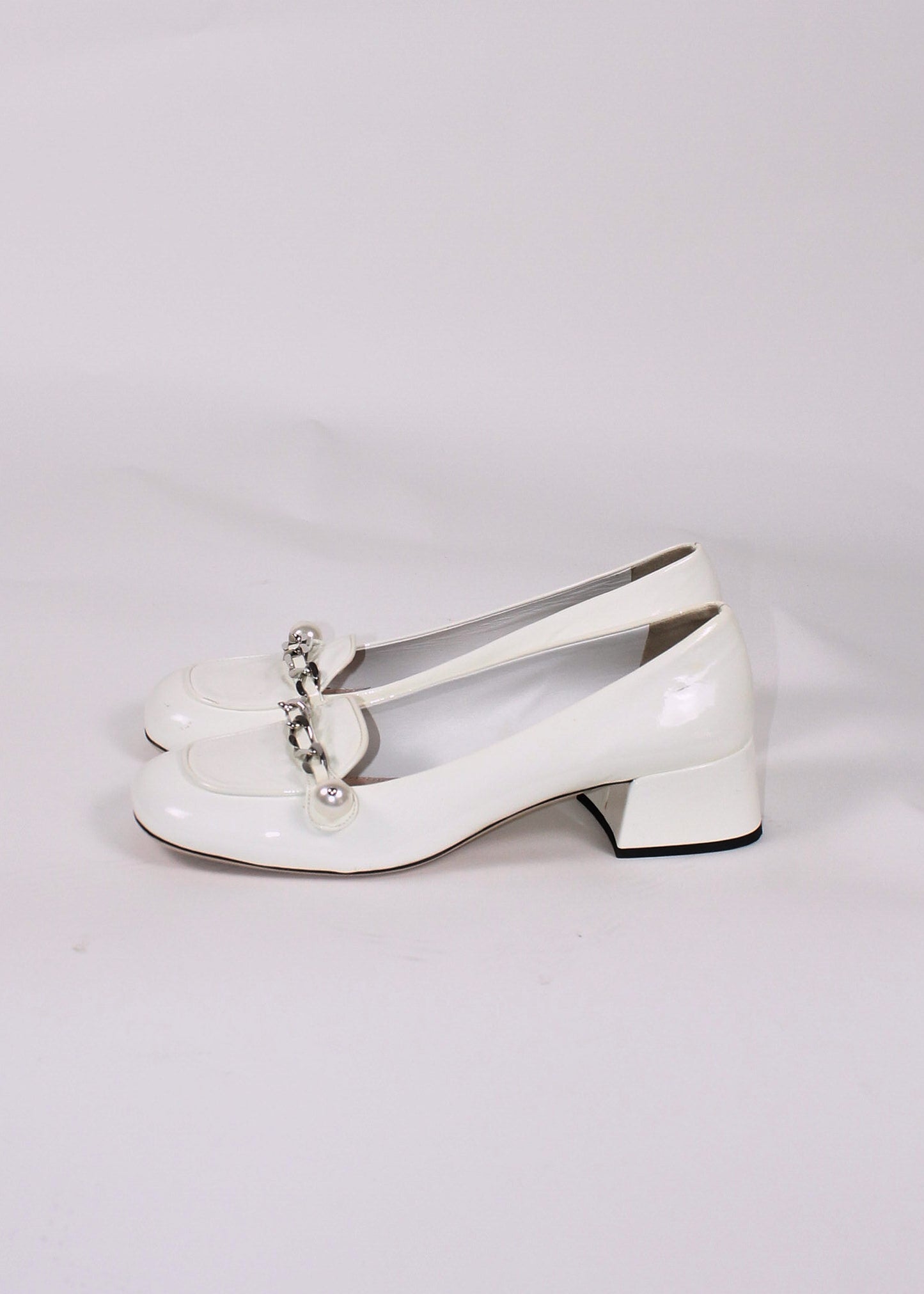 Miu Miu White Patent Leather Mocassins