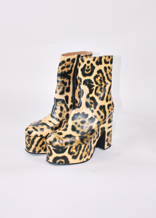 Dries Van Noten Yellow Leopard Boots
