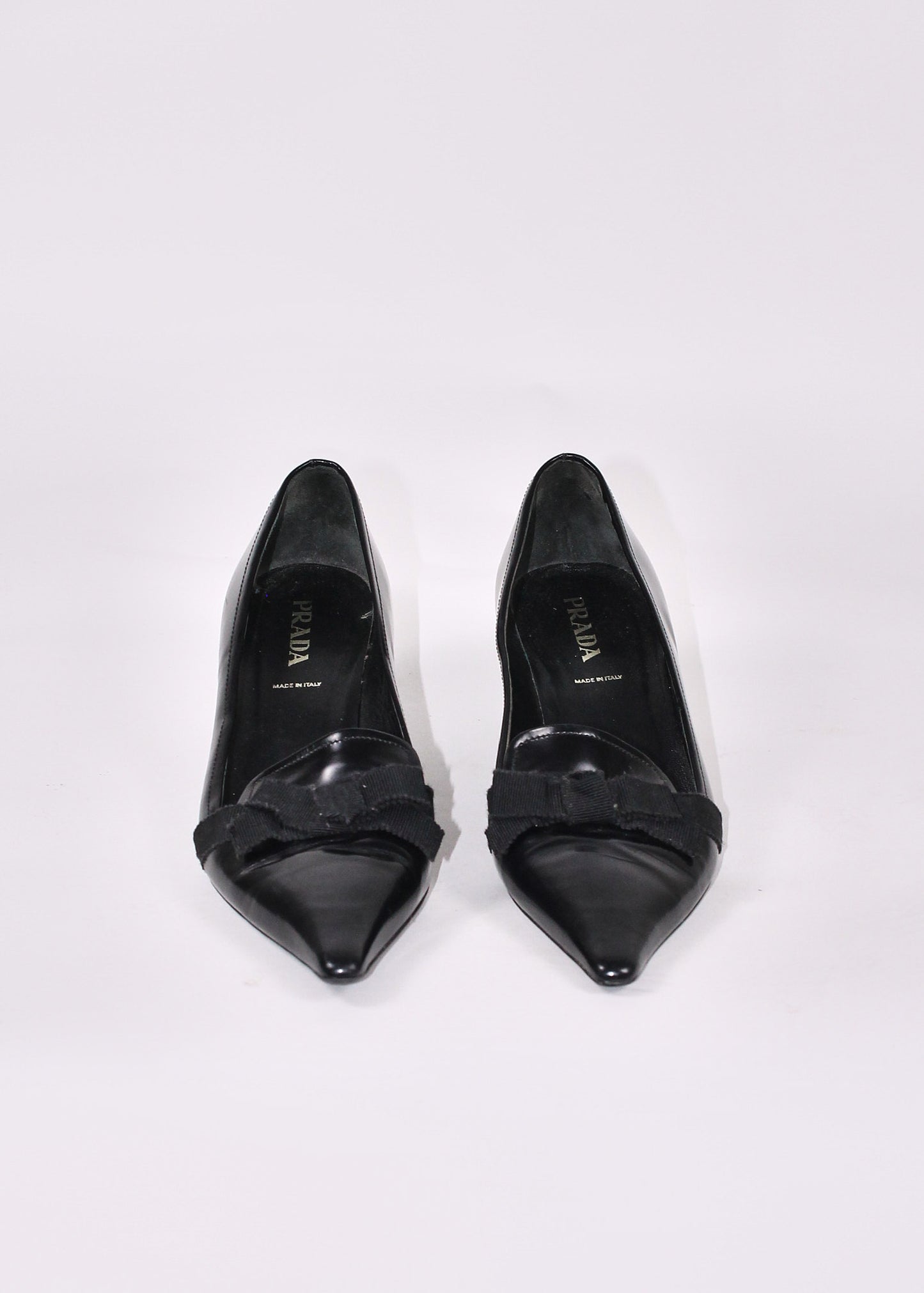 Prada Black Bow Kitten Heels Shoes