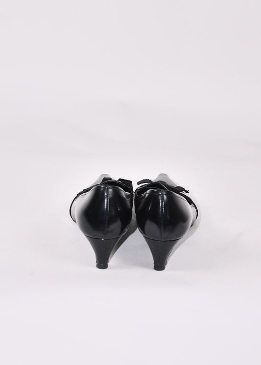 Prada Black Bow Kitten Heels Shoes
