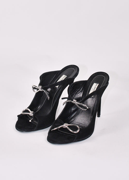 Balenciaga Black Suede High-Heel Mules