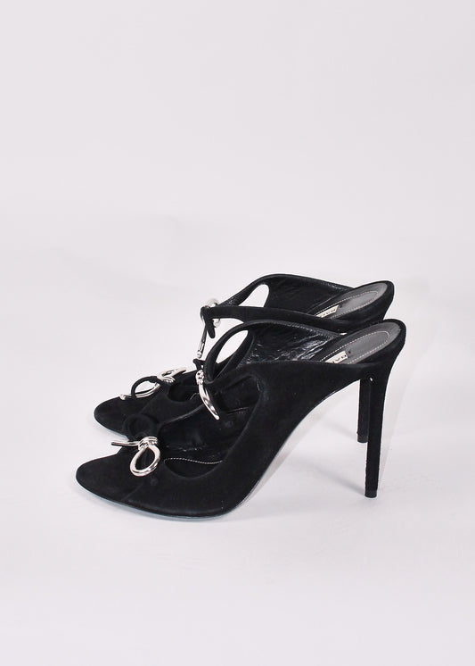 Balenciaga Black Suede High-Heel Mules