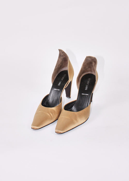 Helmut Lang Satin Gold Shoes