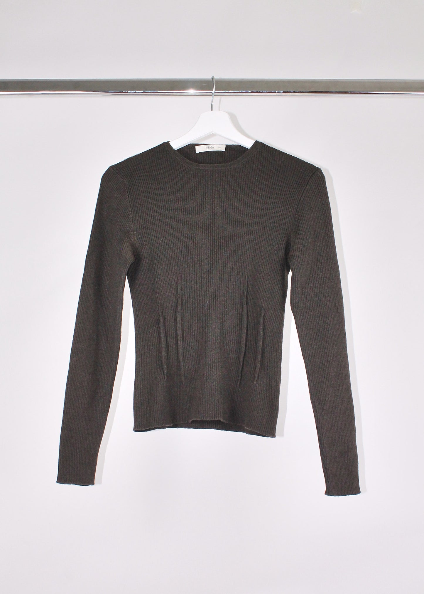 Prada Brown Rib Knit Jumper