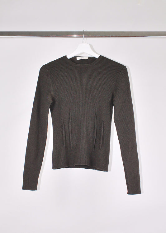 Prada Brown Rib Knit Jumper
