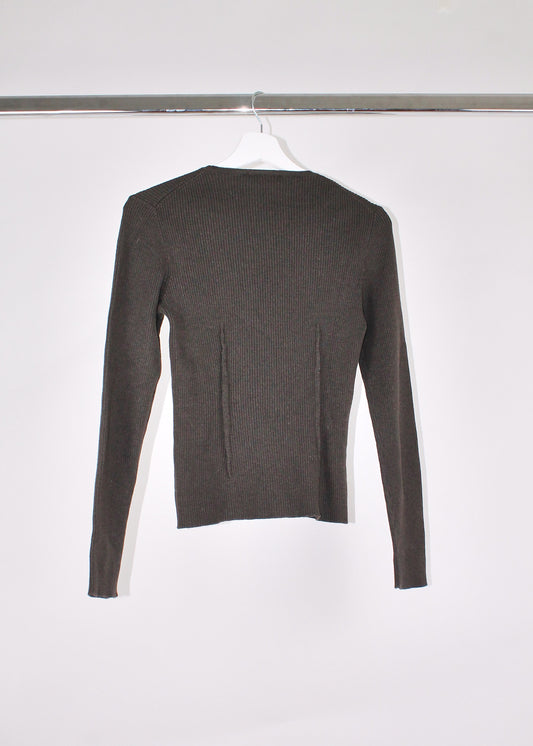 Prada Brown Rib Knit Jumper